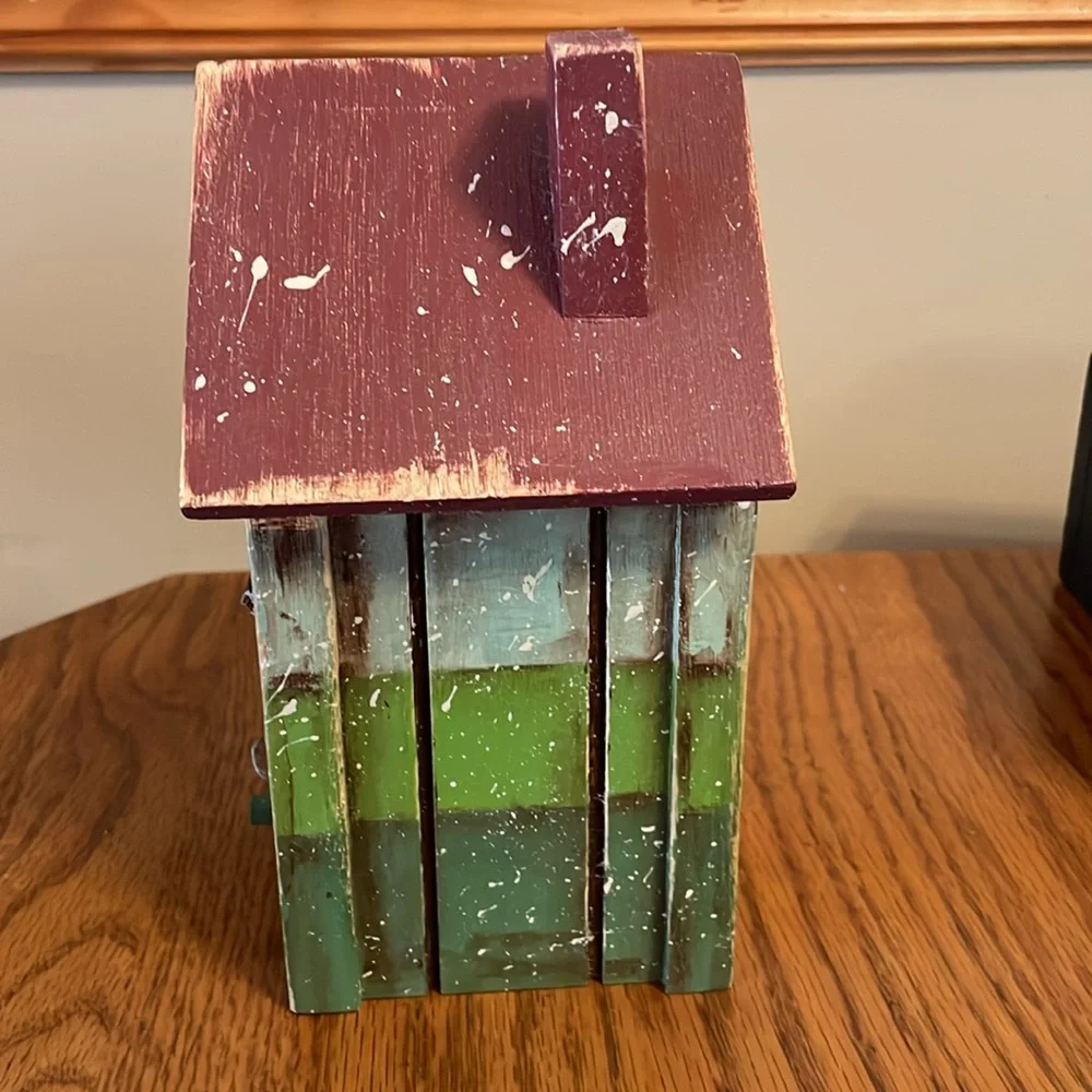 Rustic Birdhouse with Red Star